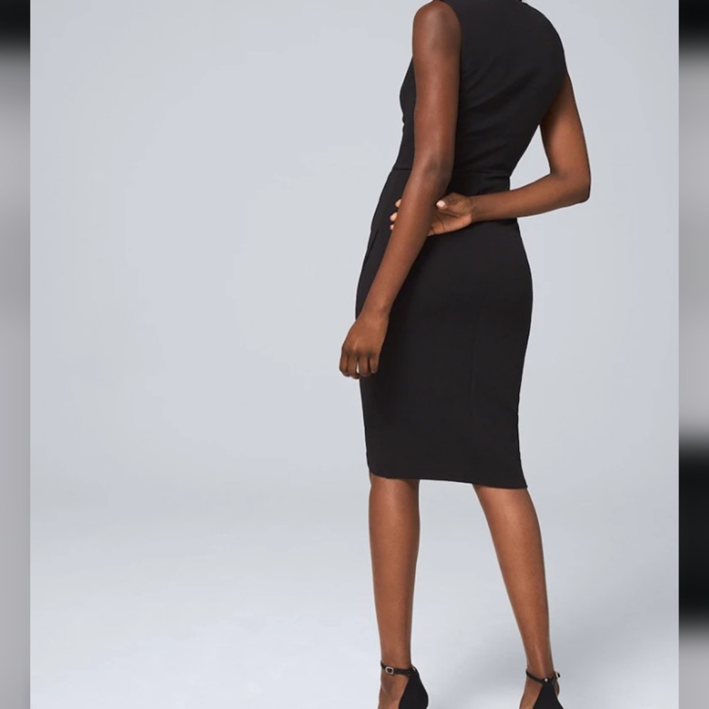WHBM Classic Jersey Knit Sheath Black Dress 6 8 - Picture 6 of 8